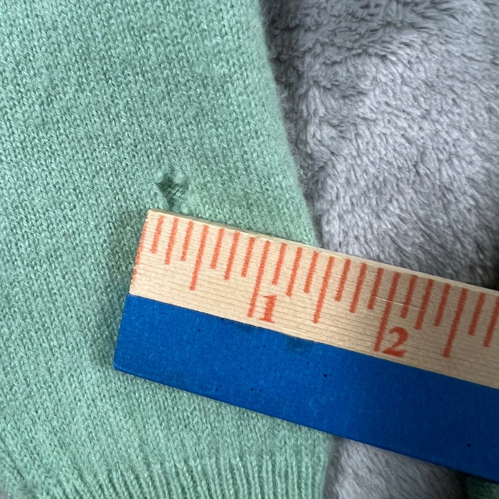 HALOGEN 100 Cashmere Sweater Womens Small Green Fair Back Zip Pullover Cozy - Picture 5 of 16